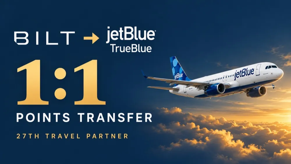 Bilt Points Now Transfer to JetBlue TrueBlue at 1:1. It's Bilt's 27th Travel Partner.