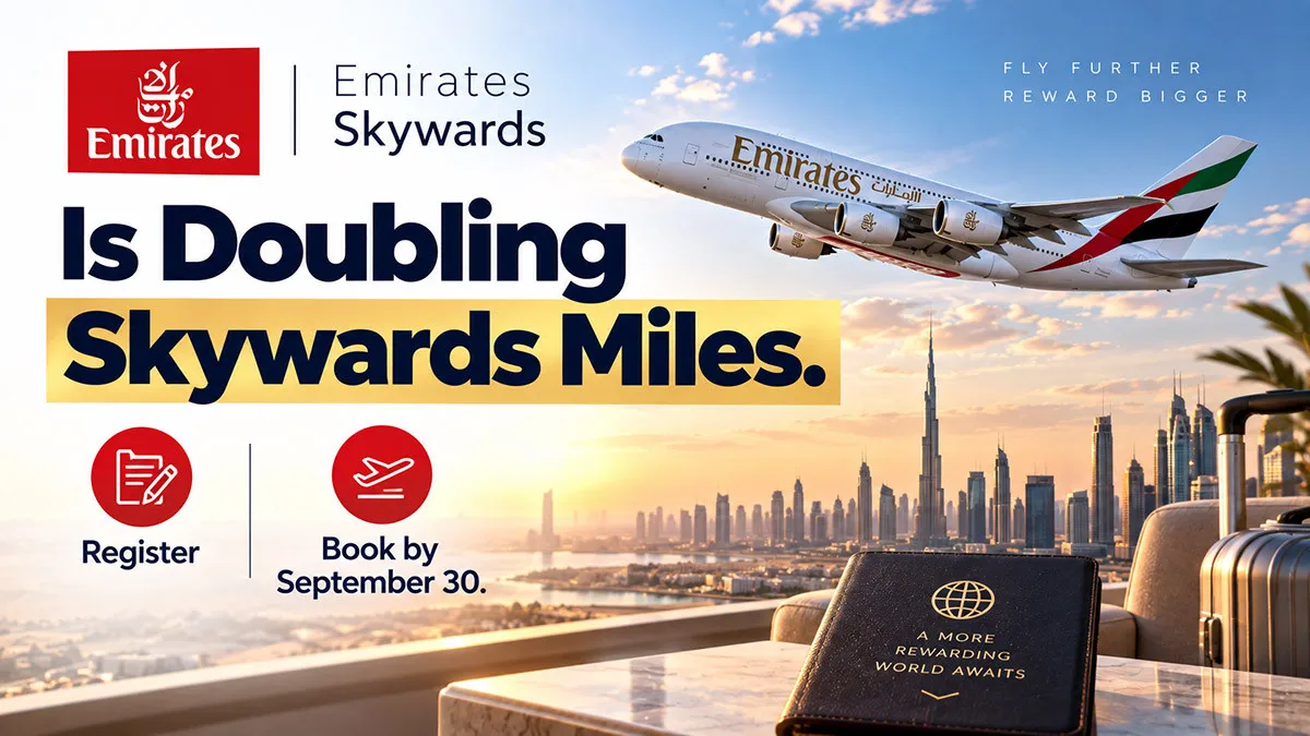 Emirates Is Doubling Skywards Miles. Register and Book by September 30.