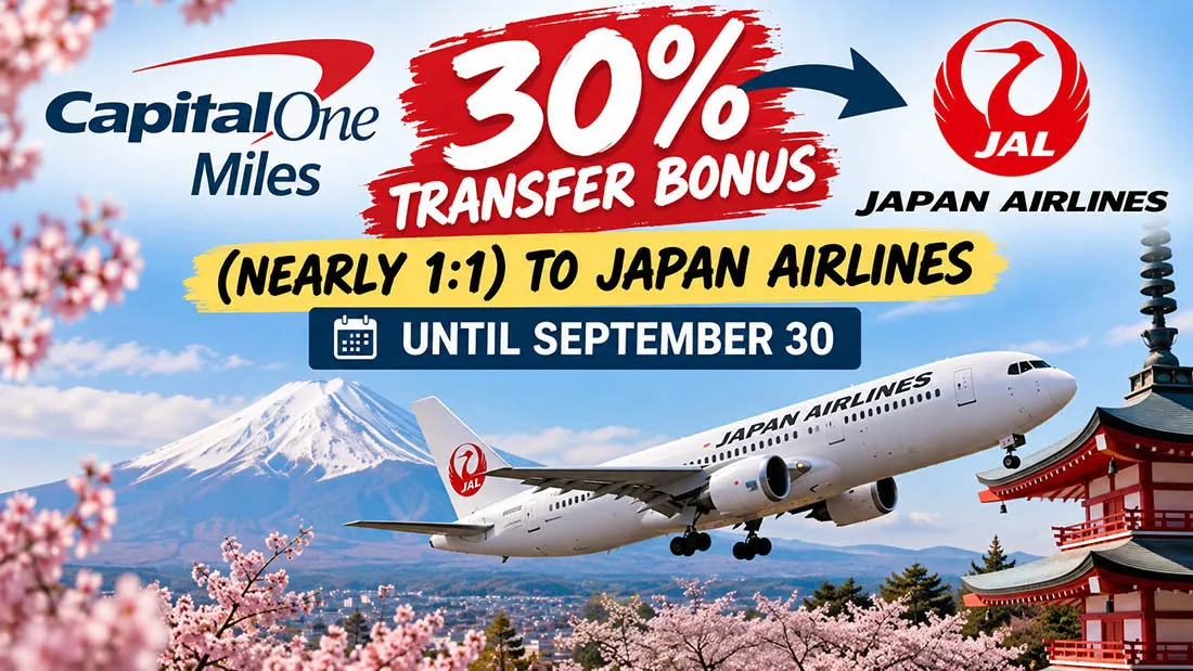 Capital One Miles 30% Transfer Bonus (Nearly 1:1) to Japan Airlines Until September 30