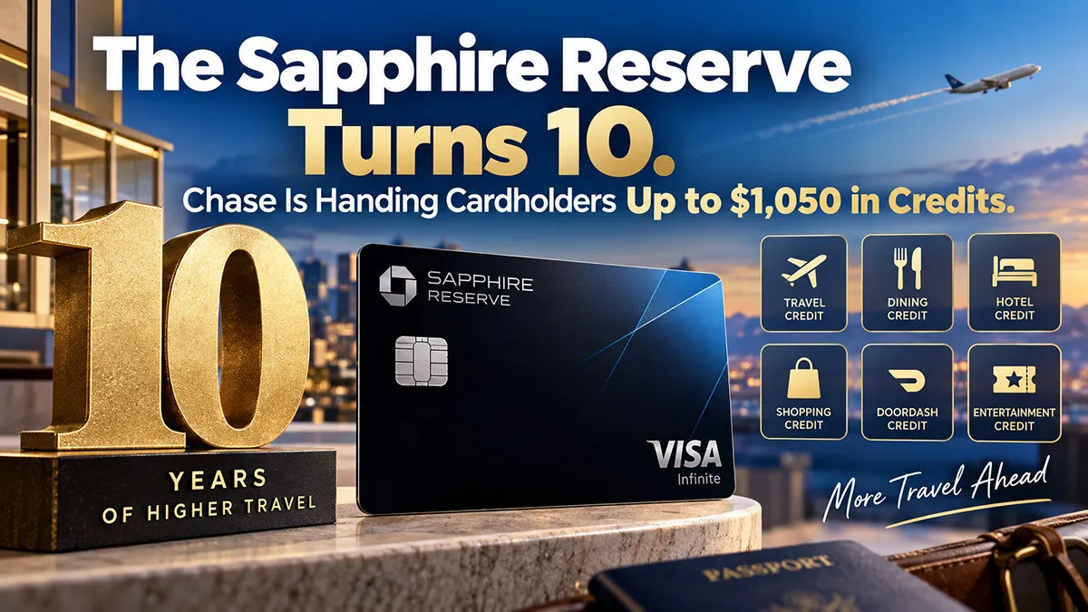 The Sapphire Reserve Turns 10. Chase Is Handing Cardholders Up to $1,050 in Credits.