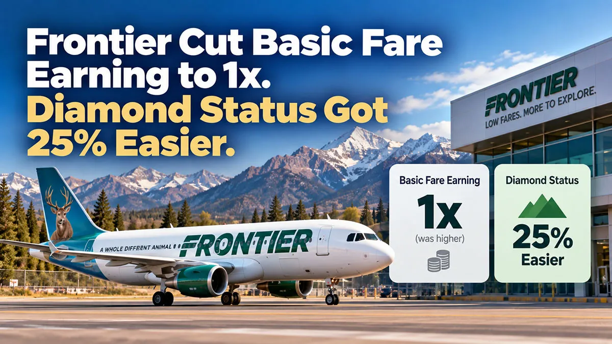 Frontier Cut Basic Fare Earning to 1x. Diamond Status Got 25% Easier.
