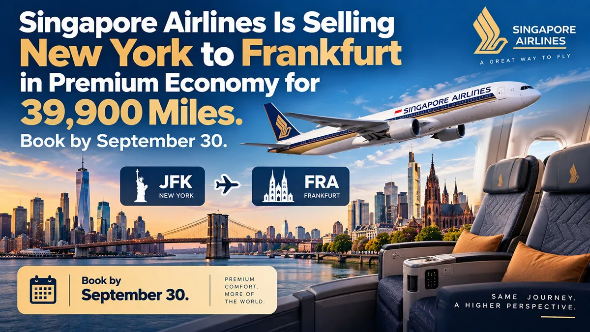 Singapore Airlines Is Selling New York to Frankfurt in Premium Economy for 39,900 Miles. Book by September 30.