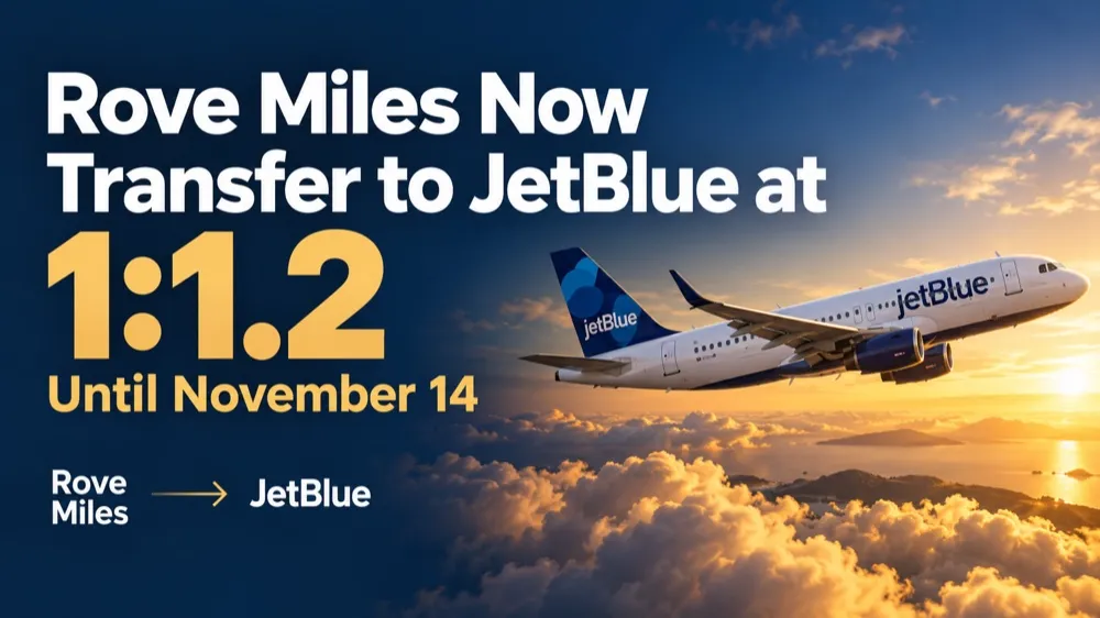 Rove Miles Now Transfer to JetBlue at 1:1.2 Until November 14