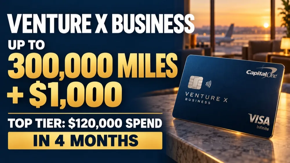 The Venture X Business Pays Up to 300,000 Miles Plus $1,000. The Top Tier Needs $120,000 in 4 Months.